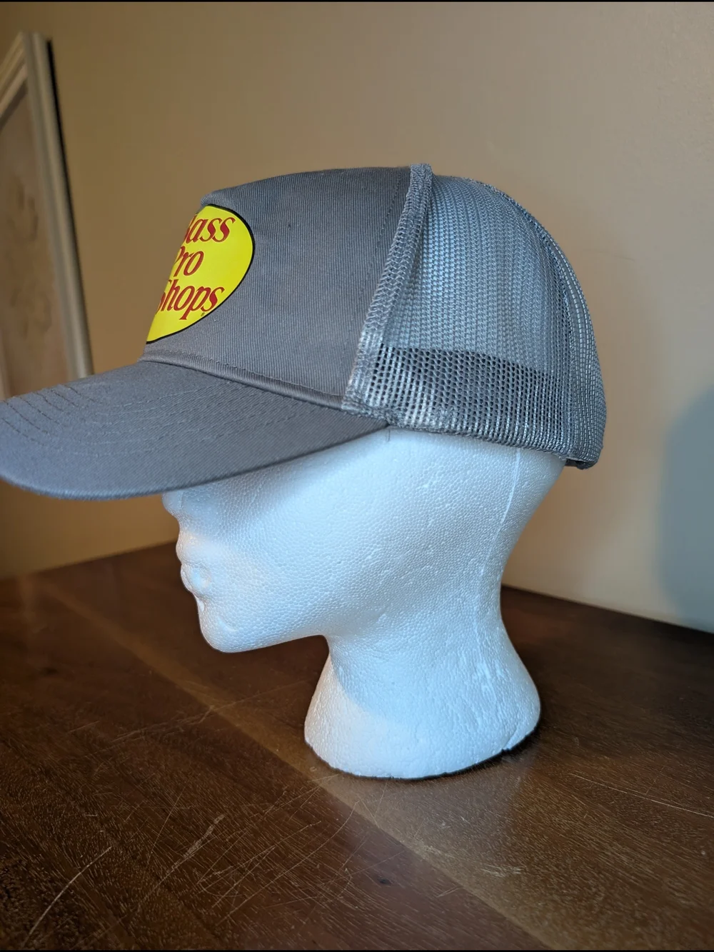 Bass Pro Shops Gray Mesh-Back Cap with Yellow Logo Patch